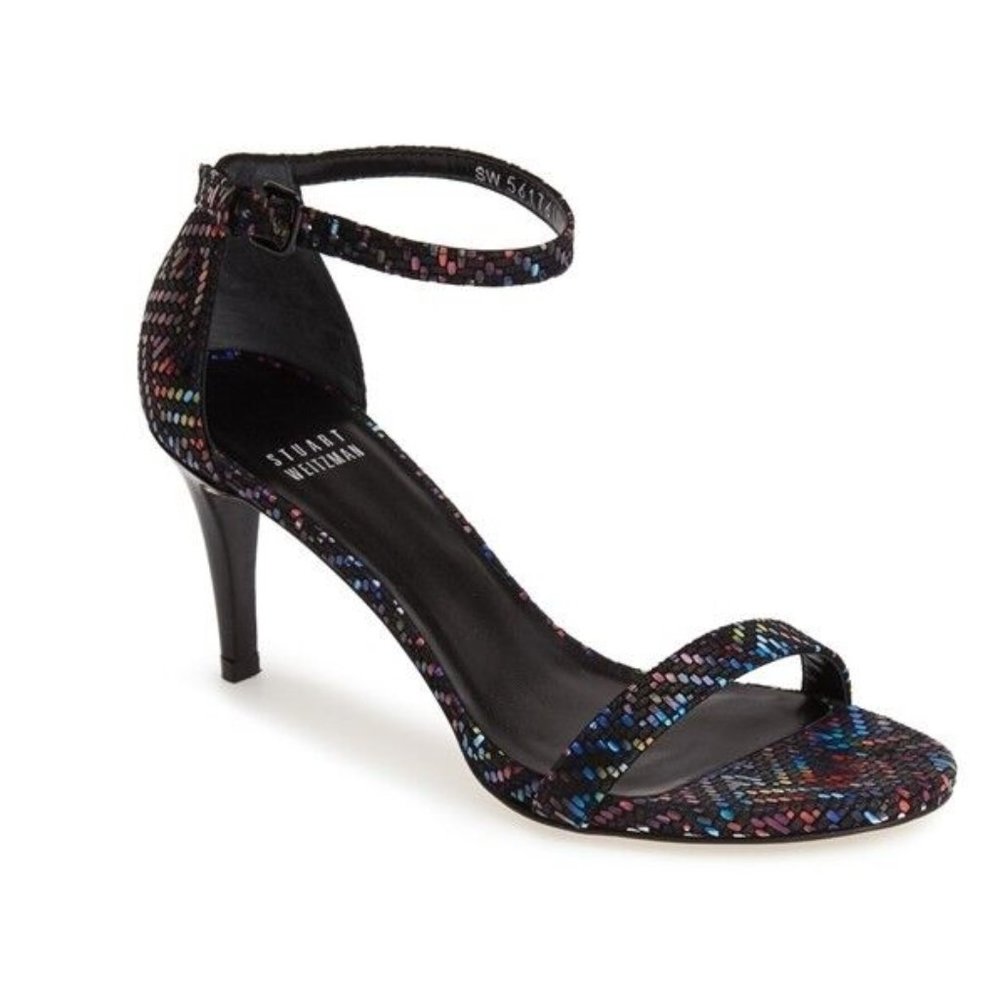 $500 Stuart Weitzman Nunaked NUDIST Leather Strap Sandal MULTI COLOR 10 (Z1)